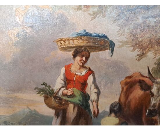 "RURAL SCENE" - OIL ON PANEL - 19TH CENTURY "RURAL SCENE" - OIL ON PANEL - 19TH CENTURY