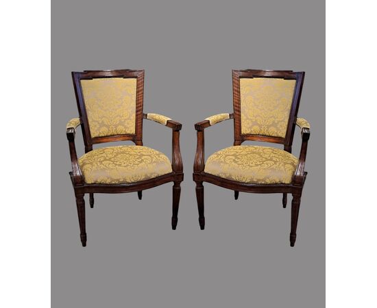 PAIR OF ARMCHAIRS - PIEDMONT - LOUIS XVI