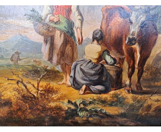 "RURAL SCENE" - OIL ON PANEL - 19TH CENTURY "RURAL SCENE" - OIL ON PANEL - 19TH CENTURY