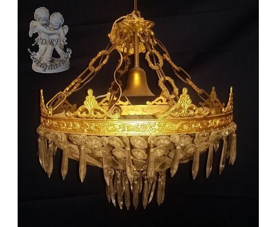 LAMPADARIO IN BRONZO DORATO LAMPADARIO IN BRONZO DORATO
