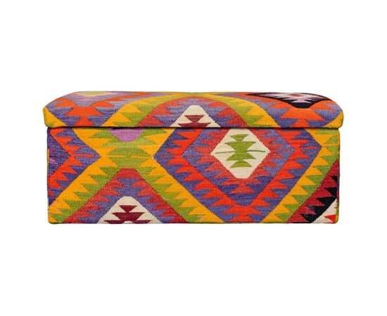 Kilim-covered trunk-bench - M/634. Kilim-covered trunk-bench - M/634.