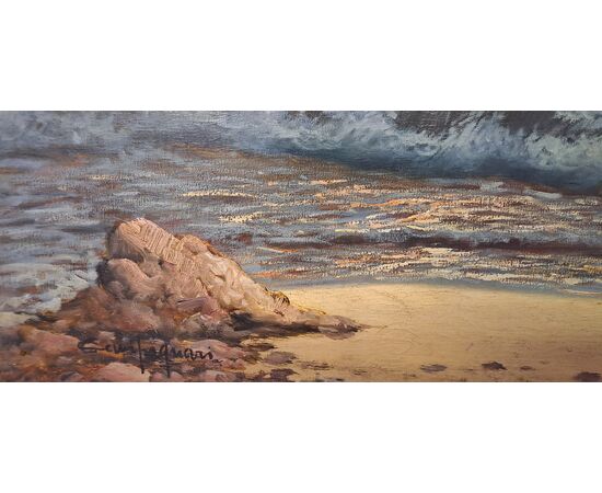 SEASCAPE AT SUNSET - OIL ON CANVAS - LICINIO CAMPAGNARI (1920 - 1981) SEASCAPE AT SUNSET - OIL ON CANVAS - LICINIO CAMPAGNARI (1920 - 1981)