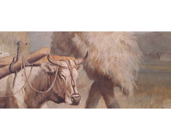 "BUOI AL LAVORO" - OLIO SU TELA - ANTONINO TRAVERSO (1900 - 1981) "BUOI AL LAVORO" - OLIO SU TELA - ANTONINO TRAVERSO (1900 - 1981)