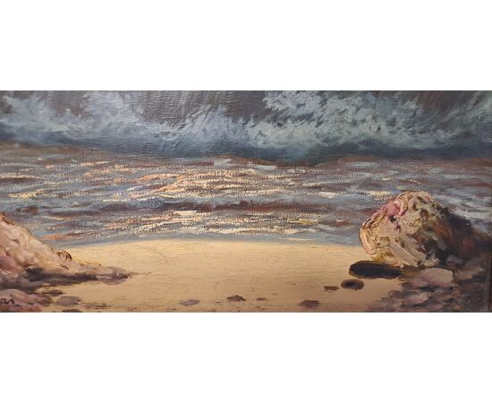 SEASCAPE AT SUNSET - OIL ON CANVAS - LICINIO CAMPAGNARI (1920 - 1981) SEASCAPE AT SUNSET - OIL ON CANVAS - LICINIO CAMPAGNARI (1920 - 1981)