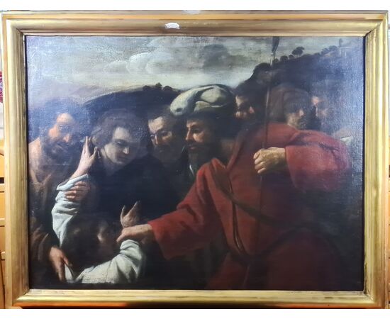 PENDANT OF TWO PAINTINGS. "JOSEPH SOLD BY HIS BROTHERS, the payment and delivery to the merchant".