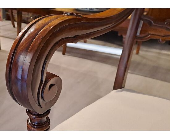 FOUR WALNUT ARMCHAIRS - GENOA - 19TH CENTURY
