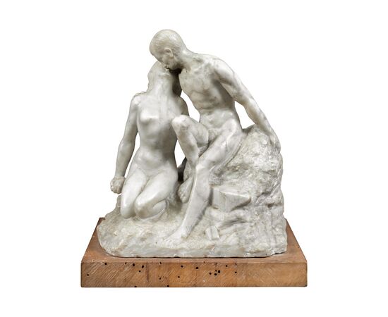 White marble sculpture - The Kiss. 19th century. White marble sculpture - The Kiss. 19th century.
