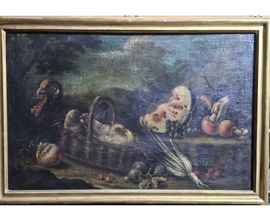 “NATURA MORTA CON TACCHINO” Scuola bolognese inizio XVIII secolo.