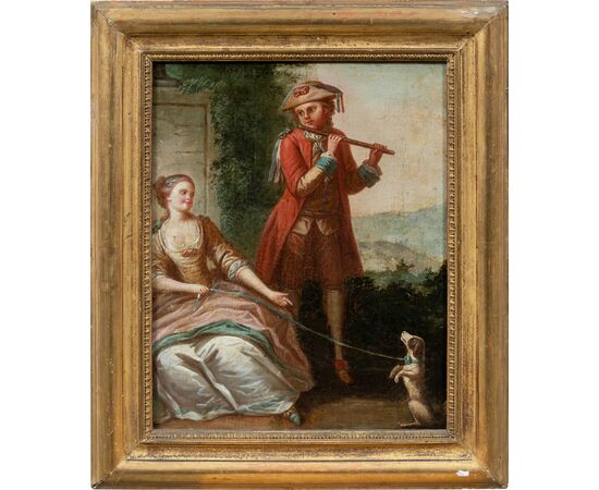 French painter (18th century) - Flute player and dog. French painter (18th century) - Flute player and dog.