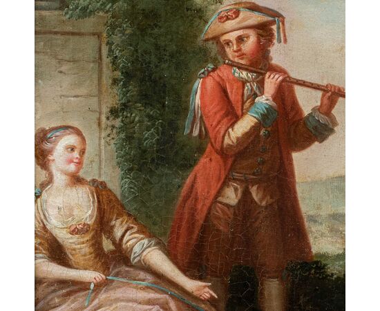 French painter (18th century) - Flute player and dog. French painter (18th century) - Flute player and dog.