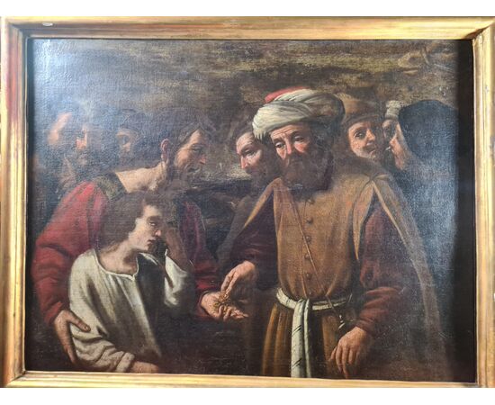 PENDANT OF TWO PAINTINGS. "JOSEPH SOLD BY HIS BROTHERS, the payment and delivery to the merchant".