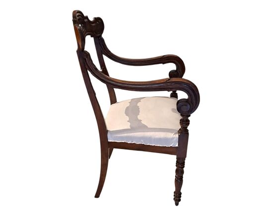 FOUR WALNUT ARMCHAIRS - GENOA - 19TH CENTURY