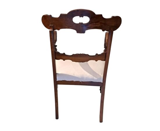 FOUR WALNUT ARMCHAIRS - GENOA - 19TH CENTURY