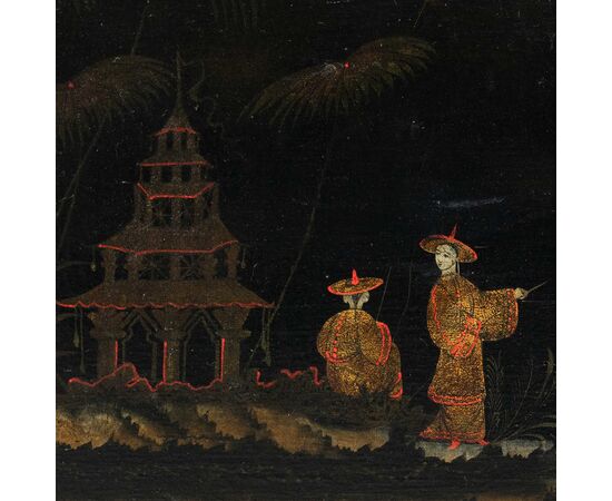 Chinese painter (18th century) - Oriental scene with pagoda. Chinese painter (18th century) - Oriental scene with pagoda.