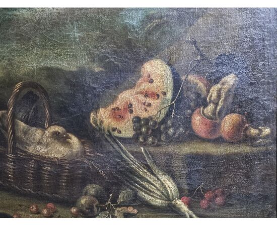 “NATURA MORTA CON TACCHINO” Scuola bolognese inizio XVIII secolo.