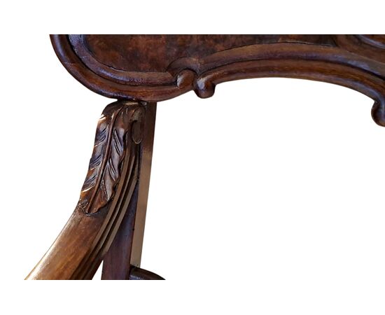 FOUR WALNUT ARMCHAIRS - GENOA - 19TH CENTURY