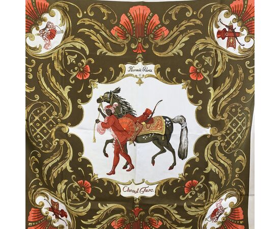 HERMES Foulard Vintage in Seta Col. Marrone Carre 90 HERMES Foulard Vintage in Seta Col. Marrone Carre 90