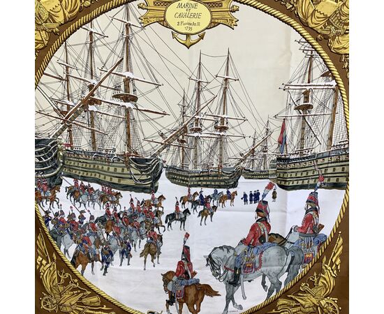 HERMES Foulard Vintage in Seta Col. Marrone Carre 90 HERMES Foulard Vintage in Seta Col. Marrone Carre 90