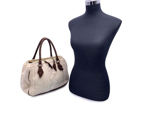 ERMANNO SCERVINO Borsa Shopper in Lana Col. Bianco M ERMANNO SCERVINO Borsa Shopper in Lana Col. Bianco M
