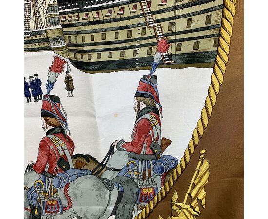 HERMES Foulard Vintage in Seta Col. Marrone Carre 90 HERMES Foulard Vintage in Seta Col. Marrone Carre 90