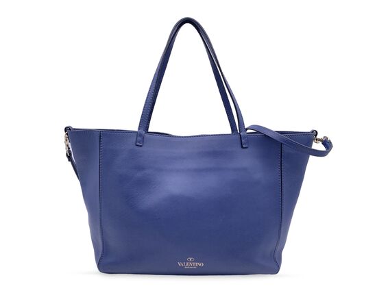 VALENTINO GARAVANI Borsa Shopper in Pelle Col. Blu Rockstud M VALENTINO GARAVANI Borsa Shopper in Pelle Col. Blu Rockstud M