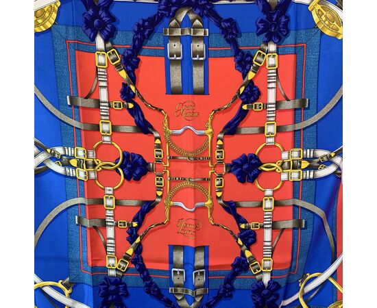 HERMES Foulard Vintage in Seta Col. Rosso Carre 90 HERMES Foulard Vintage in Seta Col. Rosso Carre 90