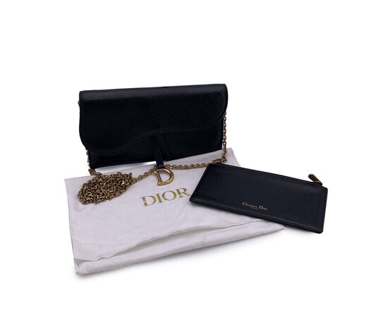 DIOR Portafoglio in Pelle Col. Nero Saddle Wallet On Chain S DIOR Portafoglio in Pelle Col. Nero Saddle Wallet On Chain S