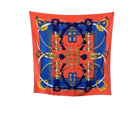 HERMES Foulard Vintage in Seta Col. Rosso Carre 90 HERMES Foulard Vintage in Seta Col. Rosso Carre 90