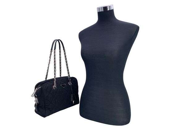 PRADA Borsa a Tracolla in Tela Col. Nero Tessuto M PRADA Borsa a Tracolla in Tela Col. Nero Tessuto M