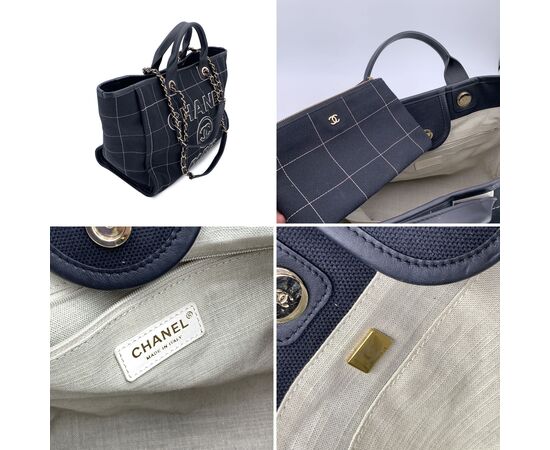 CHANEL Borsa Shopper in Cotone Col. Nero Deauville L CHANEL Borsa Shopper in Cotone Col. Nero Deauville L