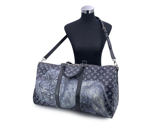 LOUIS VUITTON Borsa da Viaggio in Tela Col. Blu Keepall L LOUIS VUITTON Borsa da Viaggio in Tela Col. Blu Keepall L