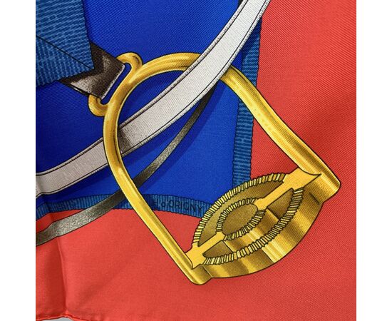 HERMES Foulard Vintage in Seta Col. Rosso Carre 90 HERMES Foulard Vintage in Seta Col. Rosso Carre 90