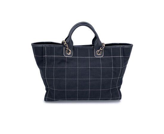 CHANEL Borsa Shopper in Cotone Col. Nero Deauville L CHANEL Borsa Shopper in Cotone Col. Nero Deauville L