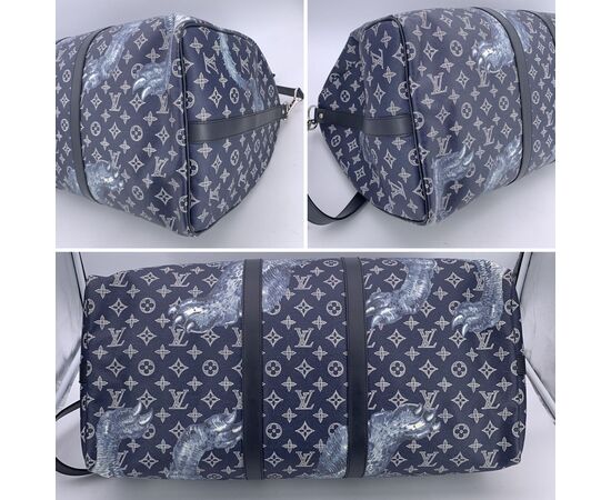 LOUIS VUITTON Borsa da Viaggio in Tela Col. Blu Keepall L LOUIS VUITTON Borsa da Viaggio in Tela Col. Blu Keepall L