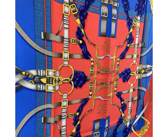 HERMES Foulard Vintage in Seta Col. Rosso Carre 90 HERMES Foulard Vintage in Seta Col. Rosso Carre 90