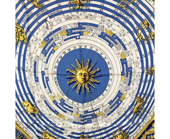 HERMES Foulard Vintage in Seta Col. Blu Carre 90 HERMES Foulard Vintage in Seta Col. Blu Carre 90