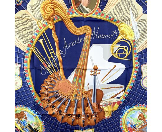 HERMES Foulard Vintage in Seta Col. Blu Carre 90