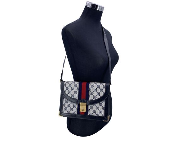 GUCCI Borsa a Tracolla Vintage in Tela Col. Blu M GUCCI Borsa a Tracolla Vintage in Tela Col. Blu M