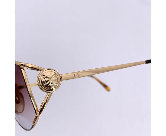 FENDI Occhiali da Sole Vintage in Metallo Col. Marrone