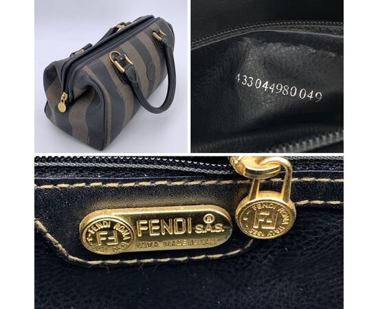 FENDI Borsa a Mano Vintage in Tela Col. Nero Forever Bauletto M FENDI Borsa a Mano Vintage in Tela Col. Nero Forever Bauletto M
