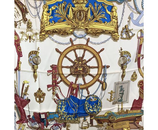 HERMES Foulard Vintage in Seta Col. Beige Carre 90 HERMES Foulard Vintage in Seta Col. Beige Carre 90