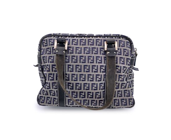 FENDI Borsa a Mano in Tela Col. Blu FF M FENDI Borsa a Mano in Tela Col. Blu FF M
