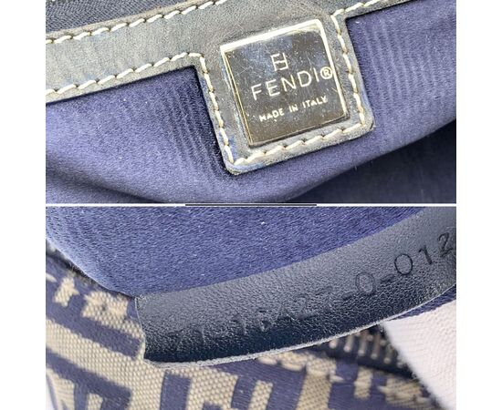 FENDI Borsa a Mano in Tela Col. Blu FF M FENDI Borsa a Mano in Tela Col. Blu FF M