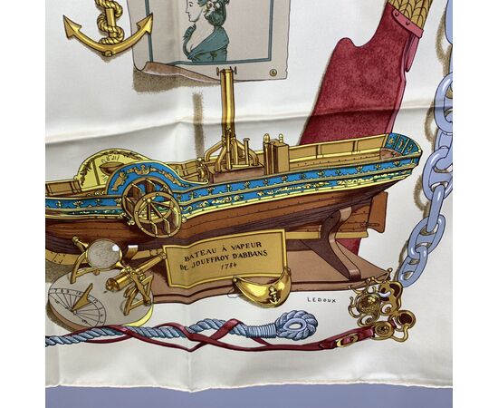 HERMES Foulard Vintage in Seta Col. Beige Carre 90 HERMES Foulard Vintage in Seta Col. Beige Carre 90