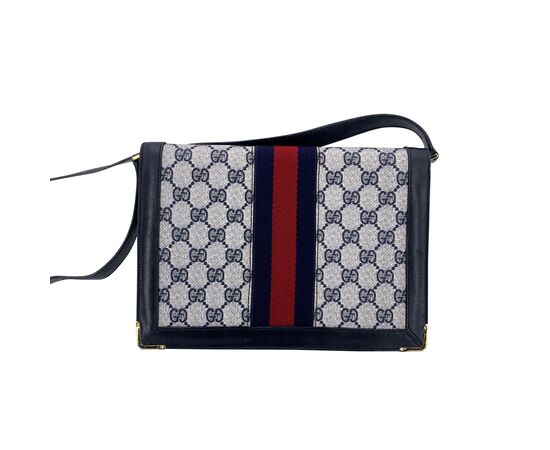 GUCCI Borsa a Tracolla Vintage in Tela Col. Blu M GUCCI Borsa a Tracolla Vintage in Tela Col. Blu M