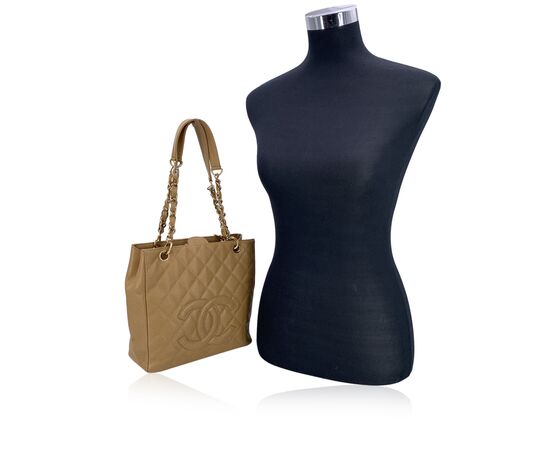 CHANEL Borsa Shopper in Pelle Col. Beige Petite Shopping Tote M CHANEL Borsa Shopper in Pelle Col. Beige Petite Shopping Tote M