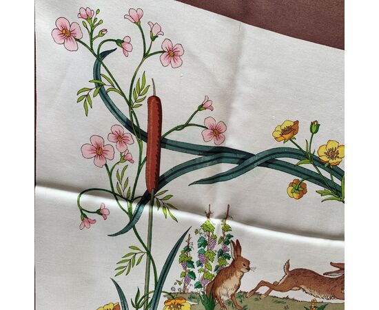 GUCCI Foulard Vintage in Seta Col. Marrone