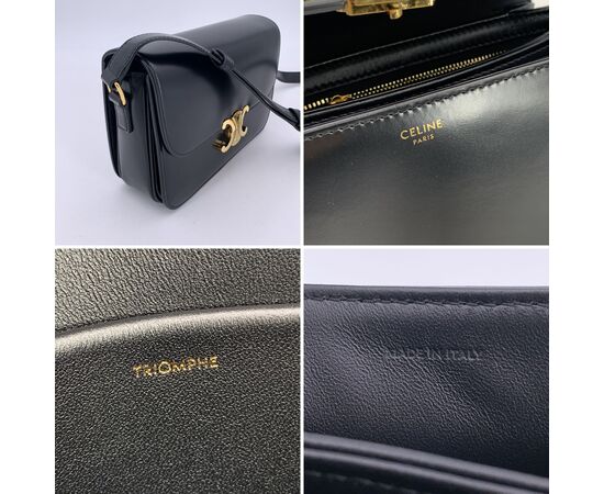 CELINE Borsa a Tracolla in Pelle Col. Nero Triomphe M CELINE Borsa a Tracolla in Pelle Col. Nero Triomphe M