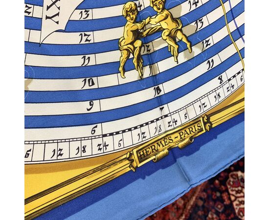 HERMES Foulard Vintage in Seta Col. Blu Carre 90 HERMES Foulard Vintage in Seta Col. Blu Carre 90