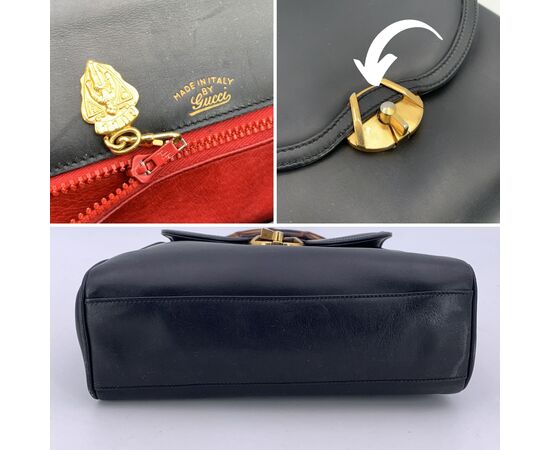 GUCCI Borsa a Mano Vintage in Pelle Col. Nero Bamboo Top Handle M